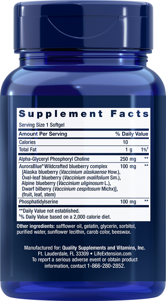 Cognitex® Alpha GPC 30 softgels Life Extension - Nutrigeek