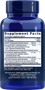 NAD+ Cell Regenerator™ and Resveratrol Elite™ 30 capsules Life Extension - Nutrigeek