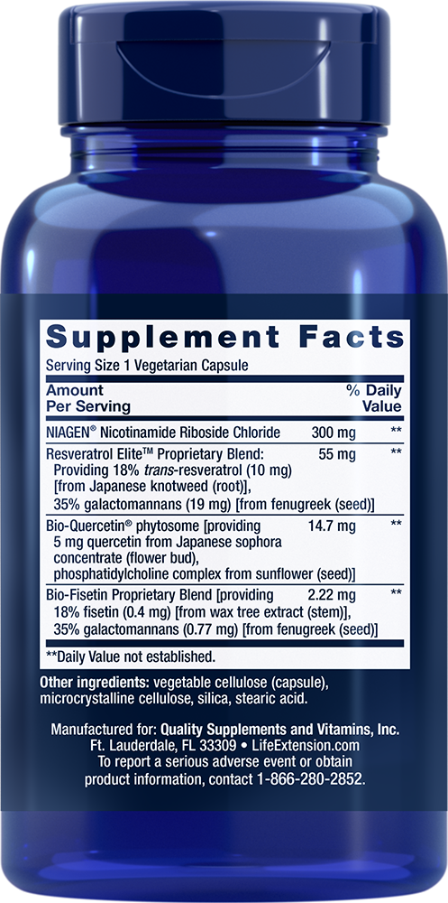 NAD+ Cell Regenerator™ and Resveratrol Elite™ 30 capsules Life Extension - Nutrigeek