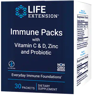 Immune Packs with Vitamin C & D, Zinc and Probiotic 30 packets Life Ex ...
