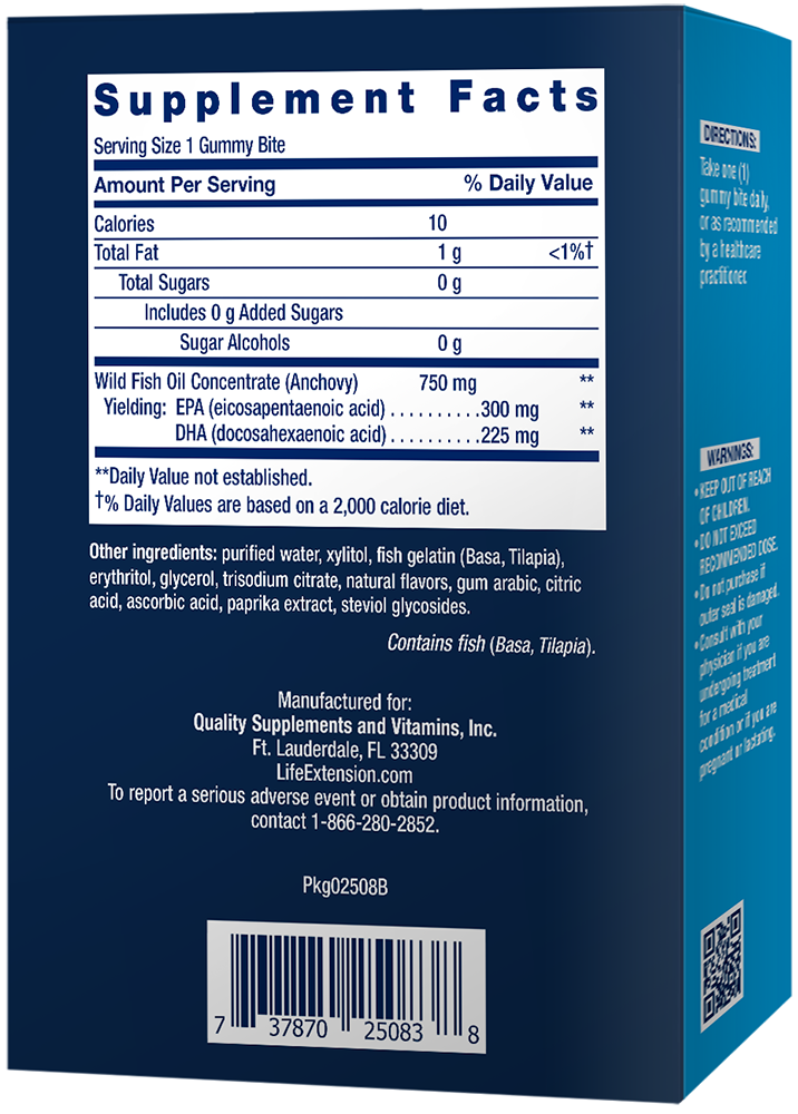 Omega-3 Fish Oil Gummy Bites 36 gummies Life Extension - Nutrigeek