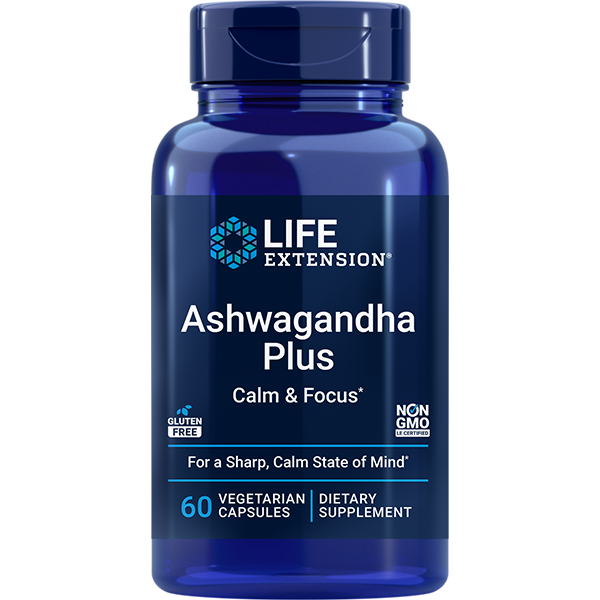 Ashwagandha Plus Calm & Focus 60 capsules Life Extension - Nutrigeek