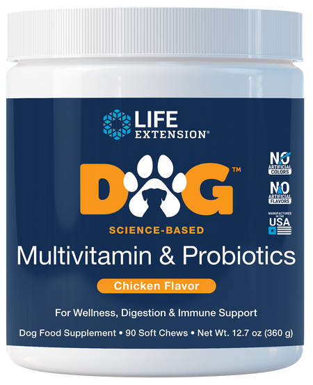 DOG Multivitamin & Probiotics 90 soft chews Life Extension - Nutrigeek
