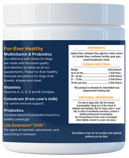 DOG Multivitamin & Probiotics 90 soft chews Life Extension - Nutrigeek