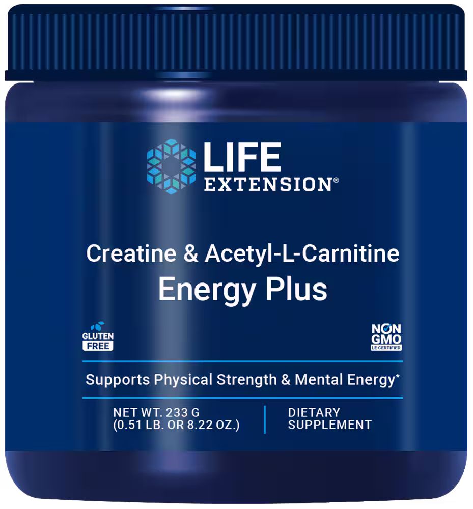 Creatine & Acetyl-L-Carnitine Energy Plus 8.22 OZ (233G) powder Life Extension