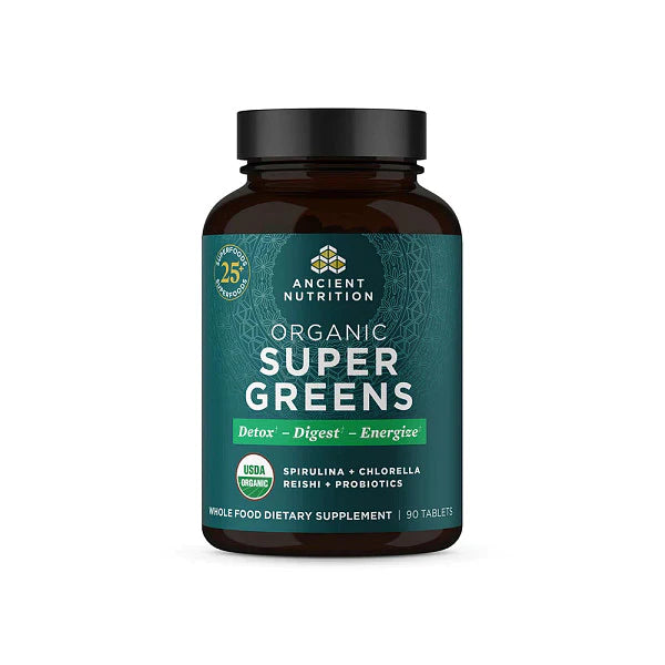 Organic SuperGreens Detox - Digest - Energize 90 tablets Ancient Nutrition