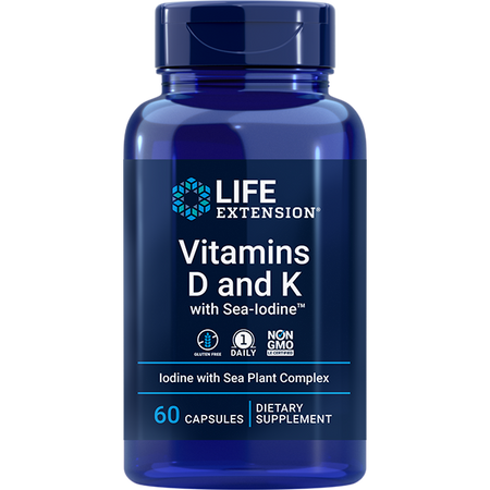 Vitamins D and K with Sea-Iodine™ 60 capsules Life Extension - Premium Vitamins & Supplements from Life Extension - Just $18.99! Shop now at Nutrigeek