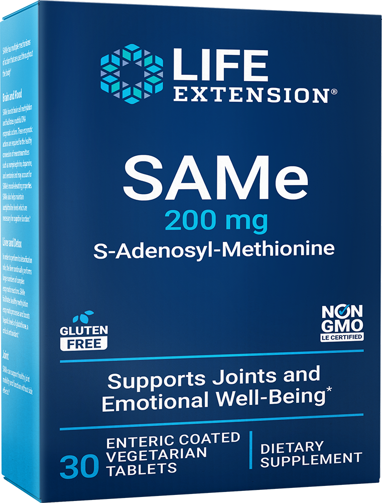 SAMe (S-Adenosyl-Methionine) 200mg 30 enteric-coated tablets Life Extension