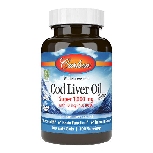Cod Liver Oil Gems Super 1,000 mg 100 Softgels Carlson Labs