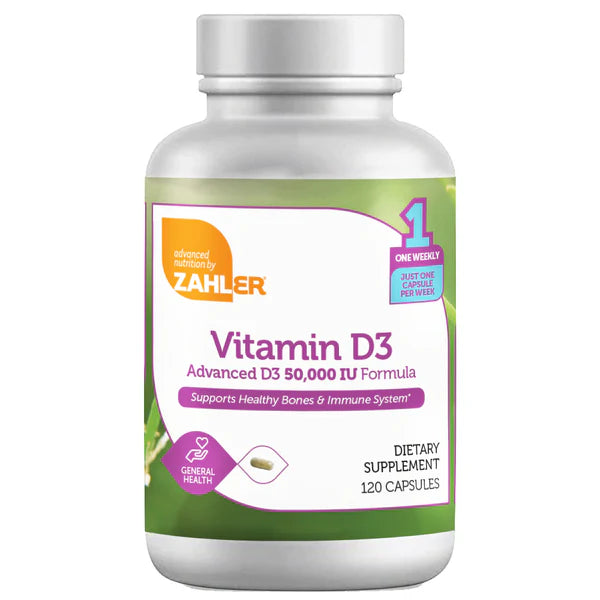 Vitamin D3 1250 mcg (50,000 IU) 120 Capsules Zahler