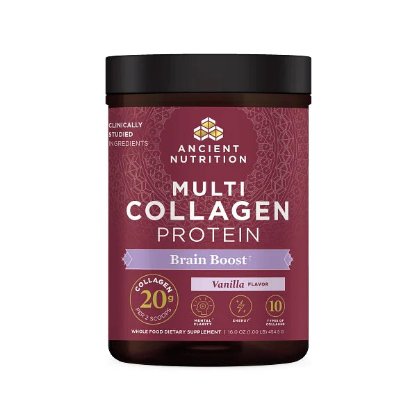 Multi Collagen Protein Brain Boost 45srv 16 OZ (454.5G) Ancient Nutrition - Nutrigeek