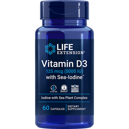Vitamin D3 with Sea-Iodine 5000 60 capsules Life Extension - Premium Vitamins & Supplements from Life Extension - Just $10.99! Shop now at Nutrigeek