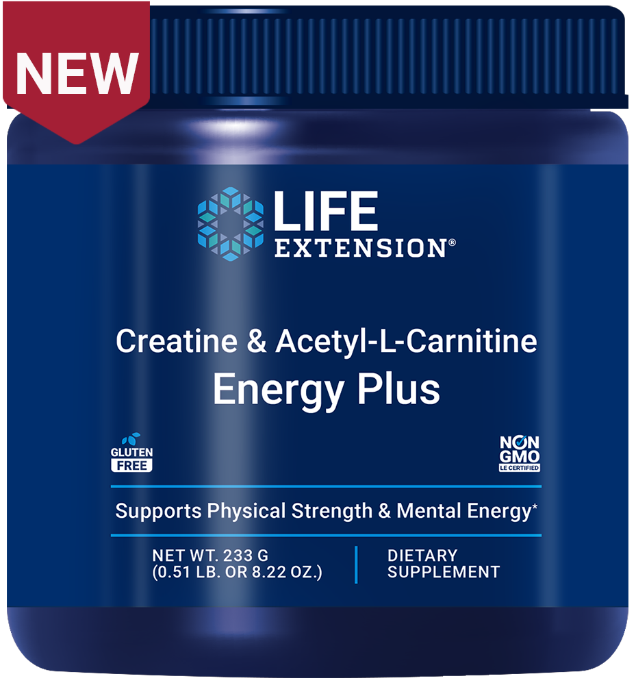 Creatine & Acetyl-L-Carnitine Energy Plus 8.22 OZ (233G) powder Life Extension