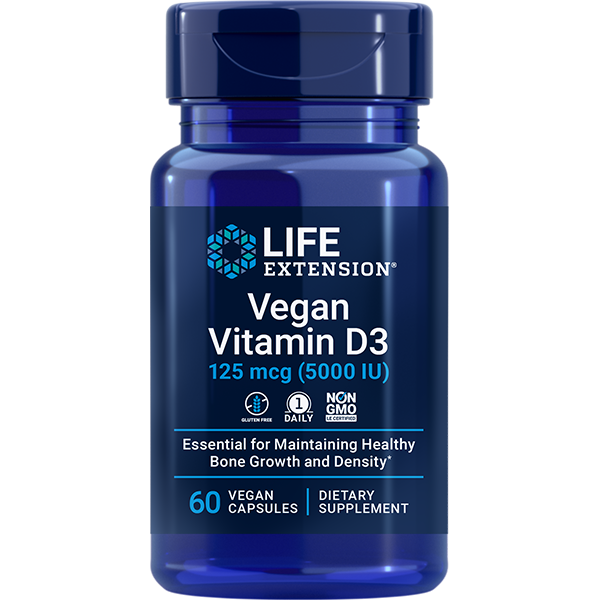 Vegan Vitamin D3 125 mcg 60 capsules Life Extension - Premium Vitamins & Supplements from Life Extension - Just $16.99! Shop now at Nutrigeek