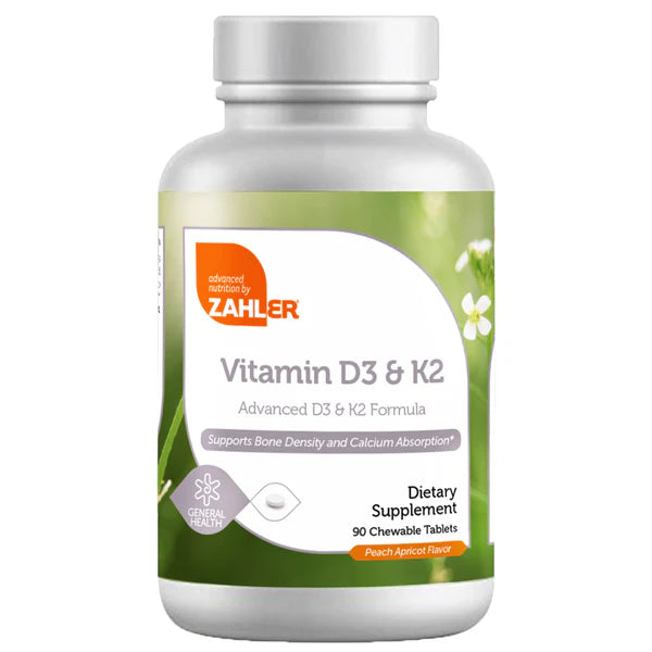 Vitamin D3 & K2 90 Chewable Tablets Zahler