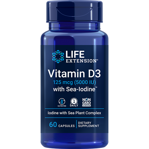 Vitamin D3 125 mcg (5,000IU) 60 softgels Life Extension - Premium Vitamins & Supplements from Life Extension - Just $7.40! Shop now at Nutrigeek