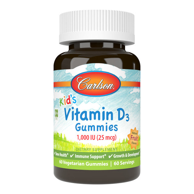 Kid's Vitamin D3 25 mcg (1,000 IU) 60 Gummies Carlson Labs