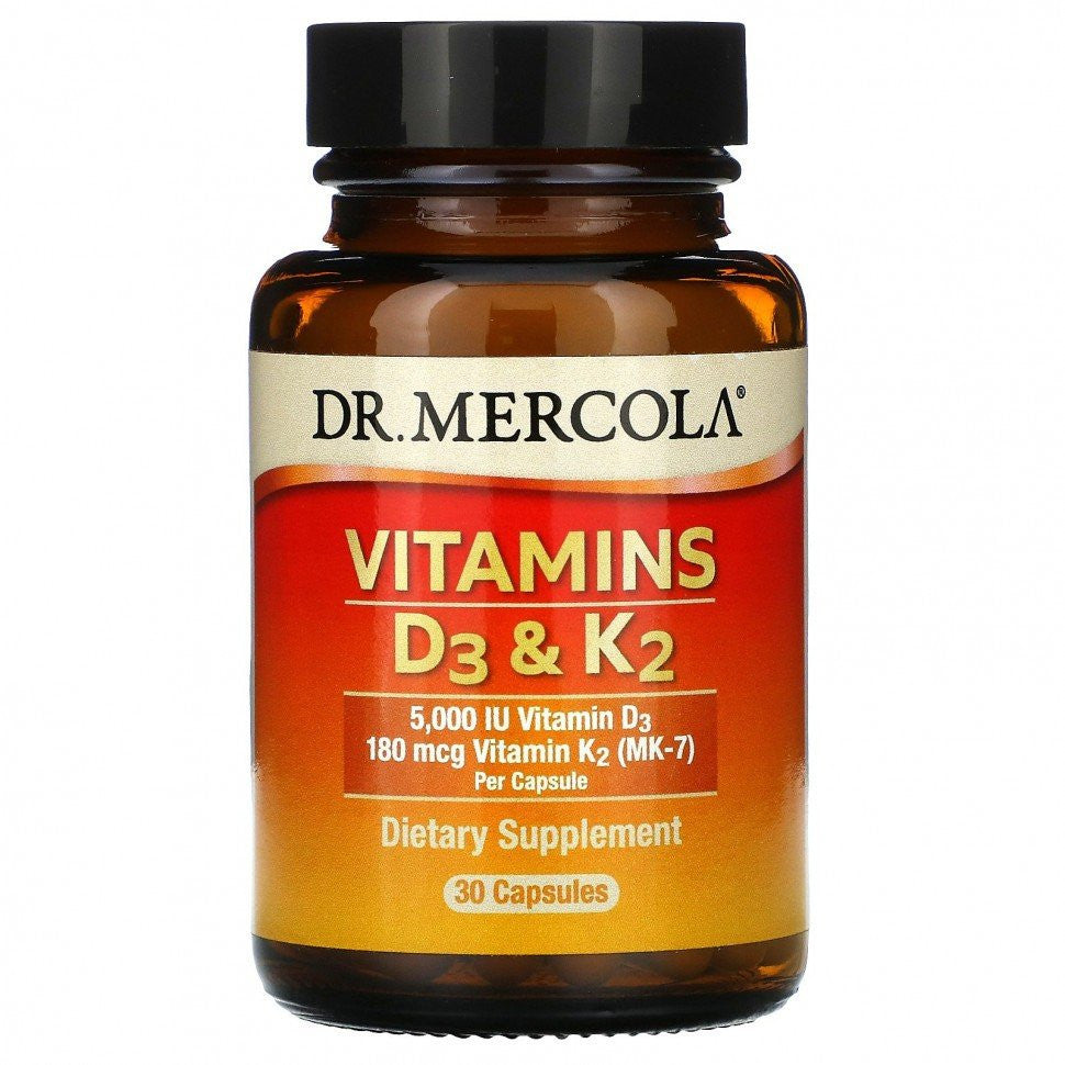 Vitamins D3 & K2 (5,000 IU / 180 mcg) 30 capsules Dr.Mercola - Nutrigeek