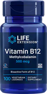 Vitamin B12 Methylcobalamin 500 mcg 100 lozenges Life Extension - Nutrigeek