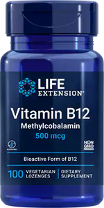 Vitamin B12 Methylcobalamin 500 mcg 100 lozenges Life Extension - Nutrigeek