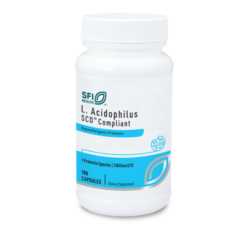 L. Acidophilus SCD Compliant Probiotic 100 capsules Klaire Labs / SFI Health
