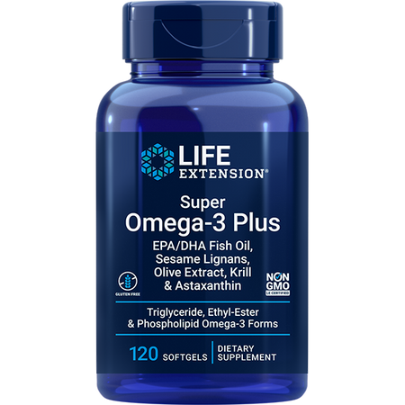 Super Omega-3 Plus EPA/DHA Fish Oil, 120 caps Sesame Lignans, Olive Extract, Krill & Astaxanthin Life Extension - Premium Vitamins & Supplements from Life Extension - Just $37.99! Shop now at Nutrigeek