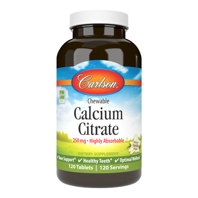 Calcium Citrate Chewable 250mg 120 tablets Carlson Labs