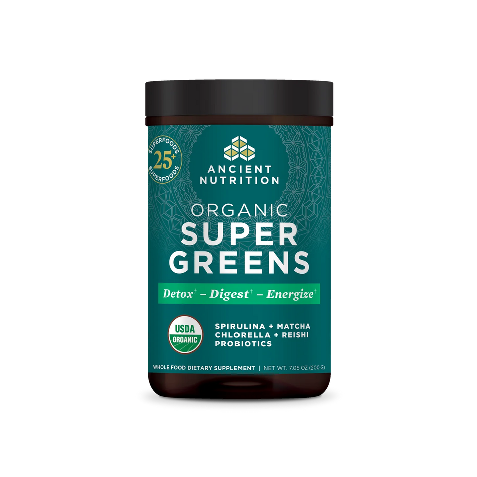 Organic SuperGreens Detox - Digest - Energize powder 25 serving Ancient Nutrition