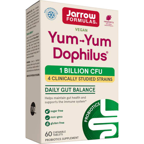 Yum-Yum Dophilus® Natural Raspberry 1 Billion CFU Chewable Tablets Jarrow Formulas