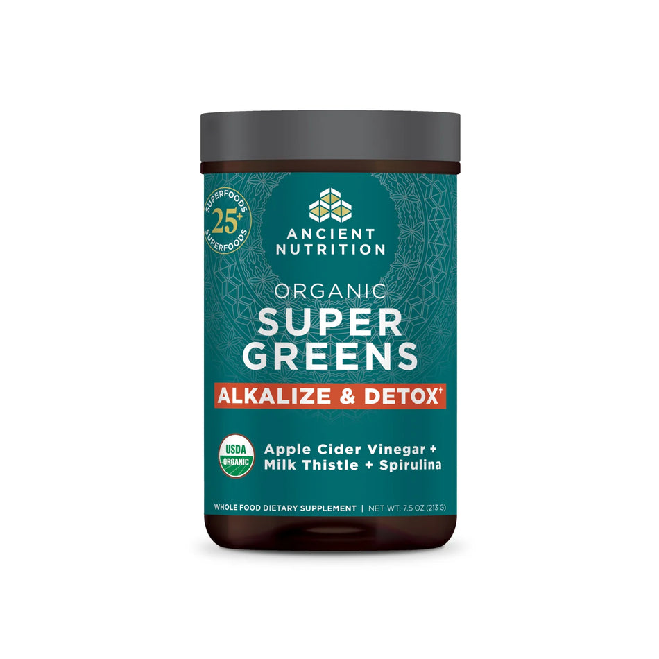 Organic SuperGreens Alkalize & Detox 7.5 OZ (213G) powder Ancient Nutrition