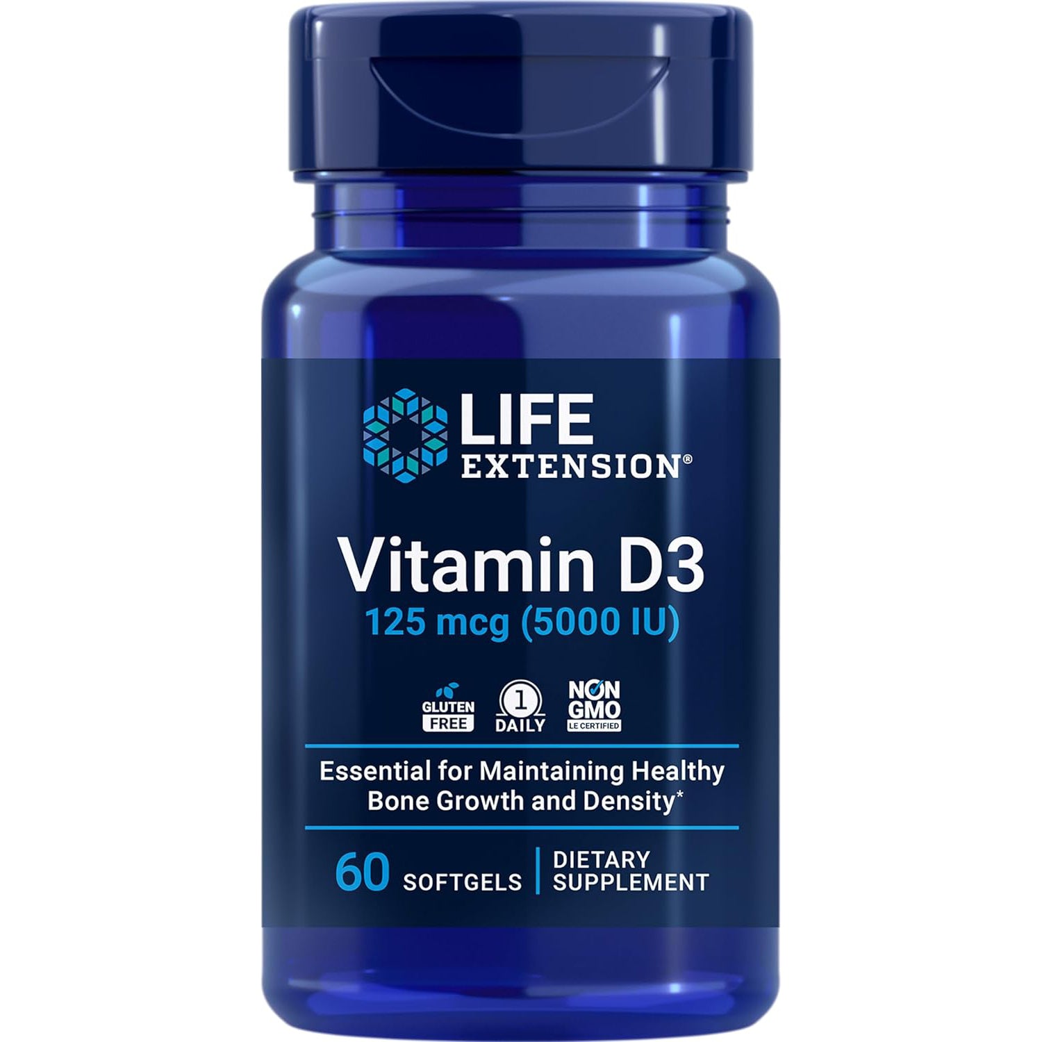 Vitamin D3 125 mcg (5,000IU) 60 softgels Life Extension