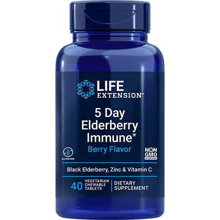 5 Day Elderberry Immune (Berry Flavor) 40 chewable tablets Life Extension - Premium Vitamins & Supplements from Life Extension - Just $13.99! Shop now at Nutrigeek
