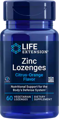 Zinc Lozenges (Citrus-Orange Flavor) 60 lozenges Life Extension - Nutrigeek