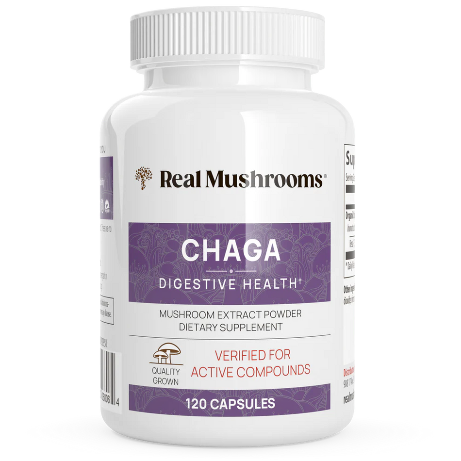 Chaga Extract Organic 1000 mg 120 Capsules Real Mushrooms