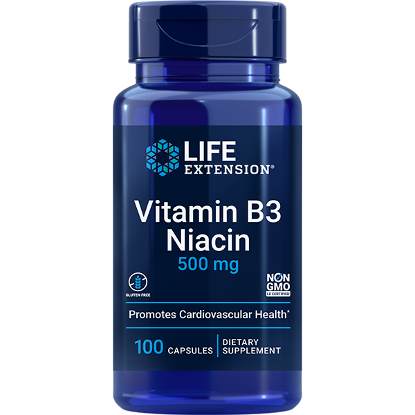 Vitamin B3 Niacin 500mg 100 capsules Life Extension - Premium Vitamins & Supplements from Life Extension - Just $7.99! Shop now at Nutrigeek