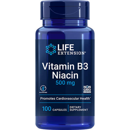 Vitamin B3 Niacin 500mg 100 capsules Life Extension - Premium Vitamins & Supplements from Life Extension - Just $7.99! Shop now at Nutrigeek