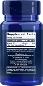 Low-Dose Vitamin K2 Menaquinone-7 (MK-7) 45 mcg 90 softgels  Life Extension - Premium Vitamins & Supplements from Life Extension - Just $13.99! Shop now at Nutrigeek