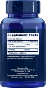 L-Arginine 200 capsules Life Extension - Premium Vitamins & Supplements from Life Extension - Just $19.99! Shop now at Nutrigeek