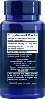 TMG 500mg 60 capsules Life Extension - Premium Vitamins & Supplements from Life Extension - Just $9.99! Shop now at Nutrigeek