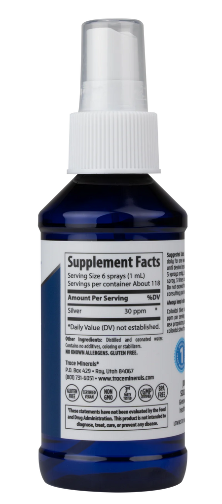 Colloidal Silver Spray 30PPM 4 Ounces (118ml) Trace Minerals Research - Premium Vitamins & Supplements from Trace Minerals Research - Just $27.49! Shop now at Nutrigeek