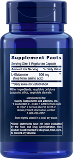 L-Glutamine 500 mg 100 capsules Life Extension - Premium Vitamins & Supplements from Life Extension - Just $12.99! Shop now at Nutrigeek