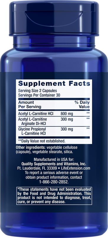 L-Carnitine 500 mg 30 capsules Life Extension - Premium Vitamins & Supplements from Life Extension - Just $11.99! Shop now at Nutrigeek