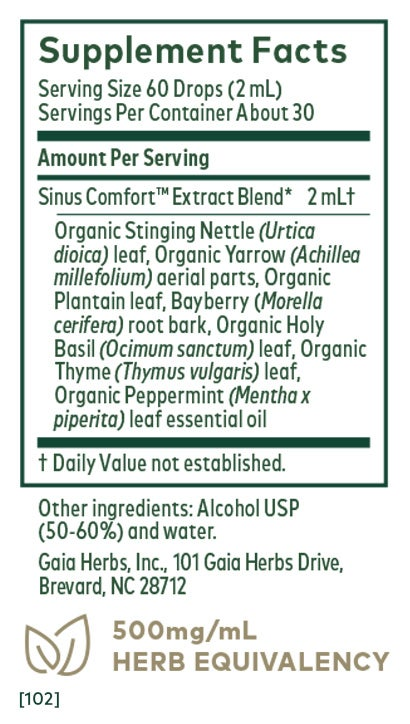 Sinus Comfort 2 ounces (59ml) Gaia Herbs - Premium Vitamins & Supplements from Gaia Herbs - Just $19.99! Shop now at Nutrigeek
