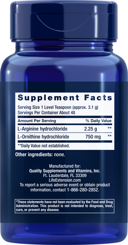Arginine Ornithine Powder 150 grams Life Extension - Premium Vitamins & Supplements from Life Extension - Just $18.99! Shop now at Nutrigeek