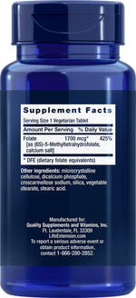 Optimized Folate (L-Methylfolate) 1700 mcg 100 tablets Life Extension - Premium Vitamins & Supplements from Life Extension - Just $11.99! Shop now at Nutrigeek
