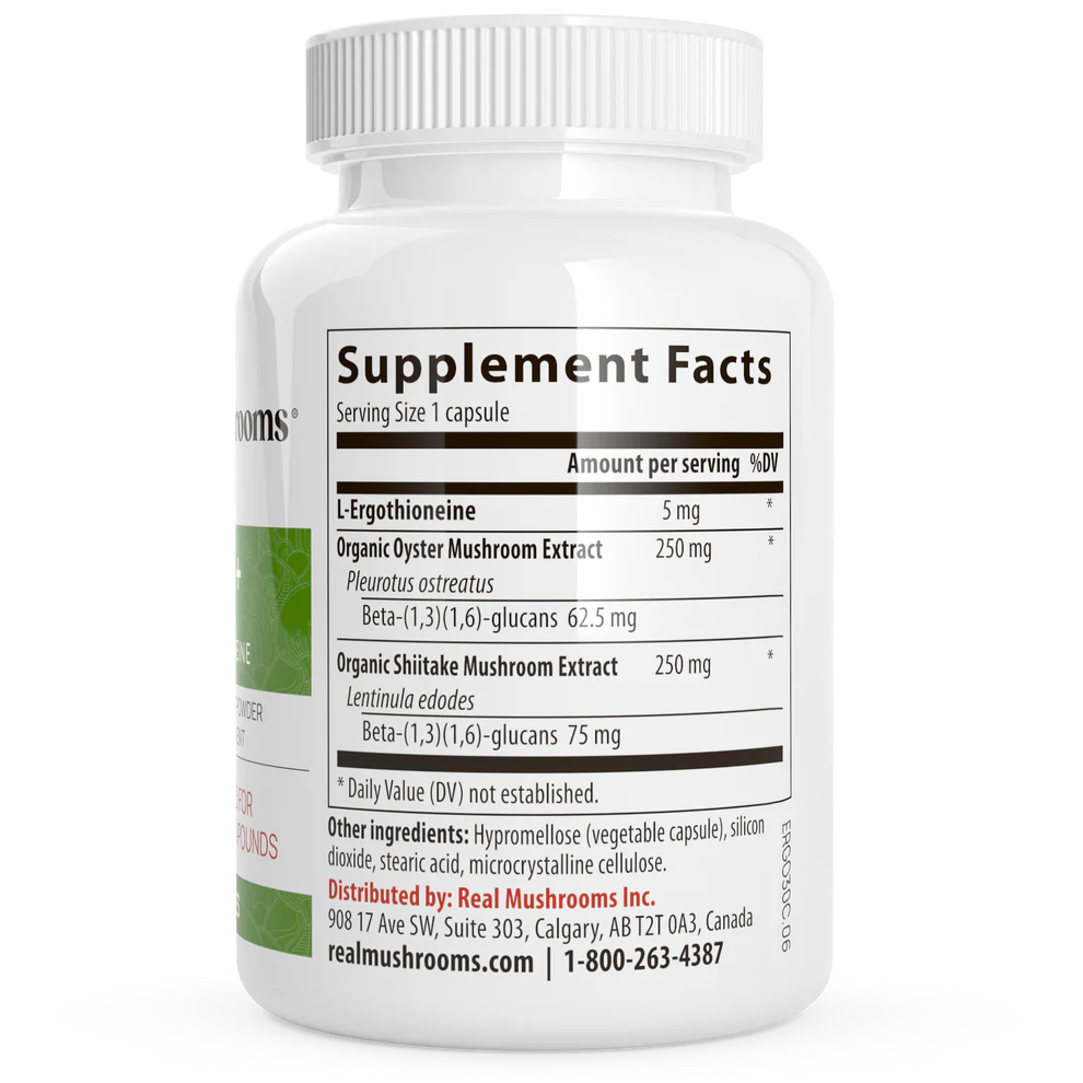 Ergo+L-Ergothioneine 300 mg 60 capsules Real Mushrooms - Nutrigeek