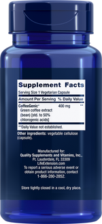 CoffeeGenic Green Coffee Extract 400mg 90 capsules Life Extension - Premium Vitamins & Supplements from Life Extension - Just $24.99! Shop now at Nutrigeek