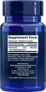 Vitamin B12 Methylcobalamin 5mg 60 lozenges Life Extension - Premium Vitamins & Supplements from Life Extension - Just $24.99! Shop now at Nutrigeek