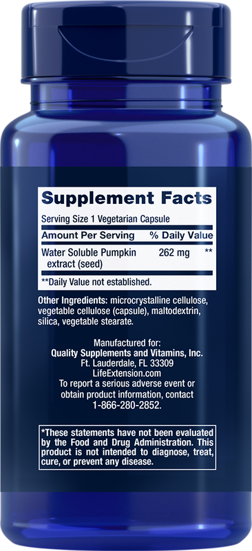 Water-Soluble Pumpkin Seed Extract 60 capsules Life Extension - Premium Vitamins & Supplements from Life Extension - Just $16.99! Shop now at Nutrigeek
