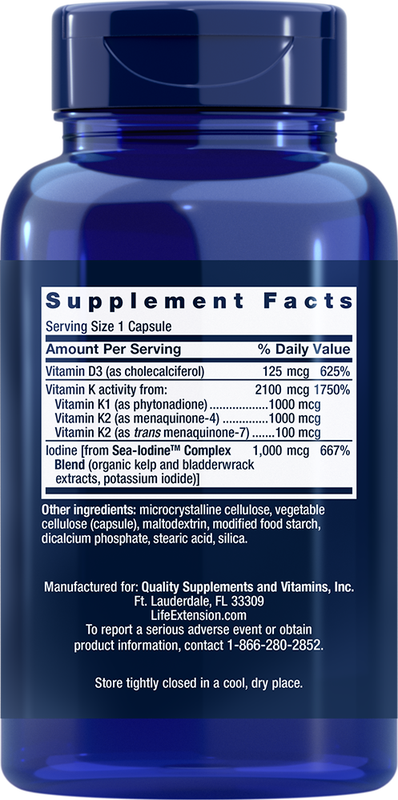 Vitamins D and K with Sea-Iodine™ 60 capsules Life Extension - Premium Vitamins & Supplements from Life Extension - Just $18.99! Shop now at Nutrigeek